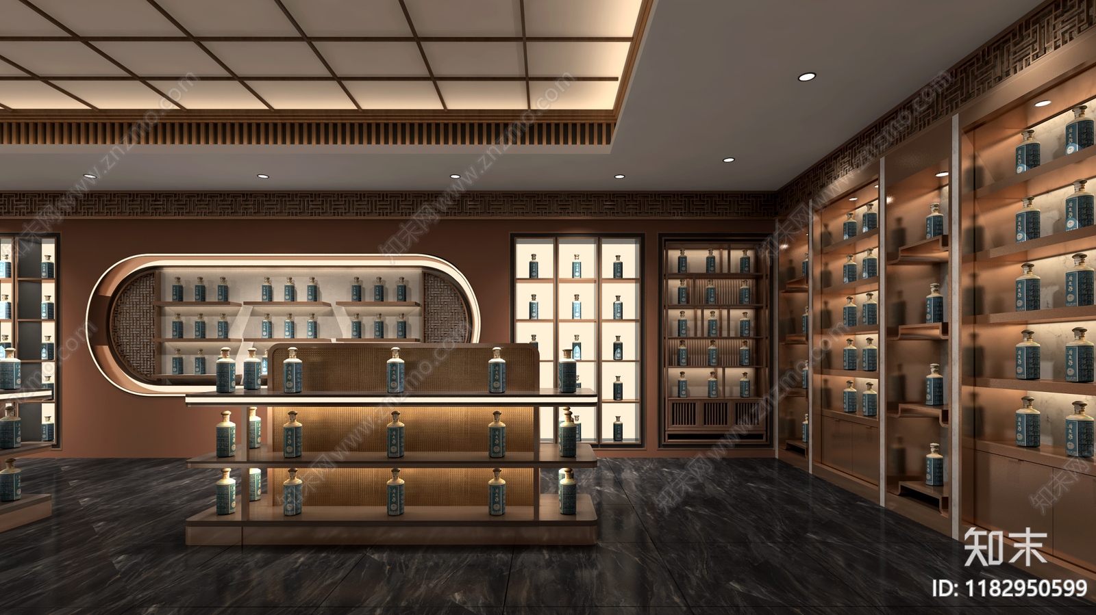 新中式中式烟酒店3D模型下载【ID:1182950599】