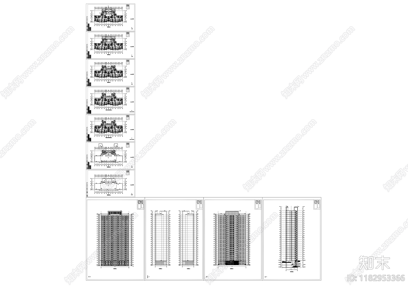 现代住宅楼建筑cad施工图下载【ID:1182953366】