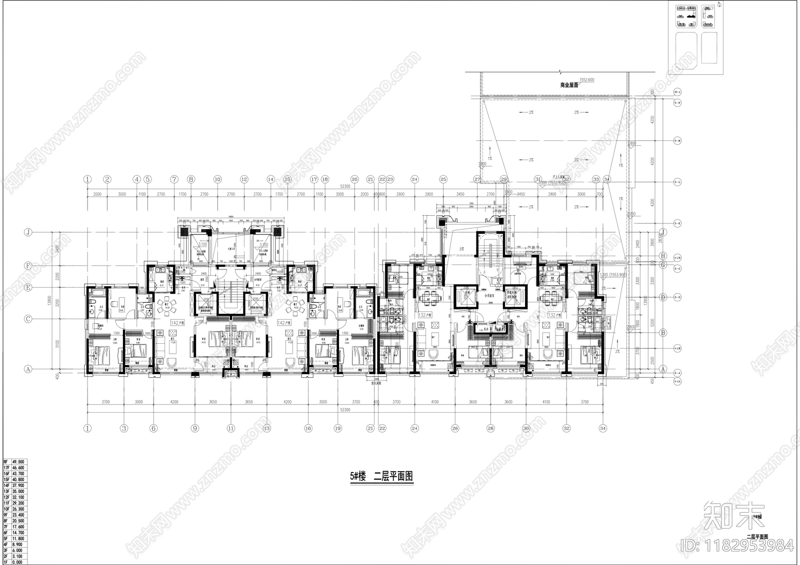 现代住宅楼建筑cad施工图下载【ID:1182953984】