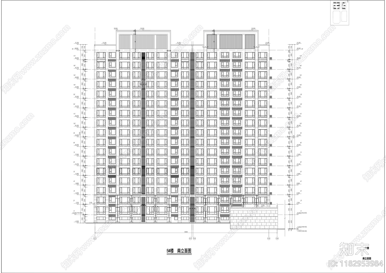 现代住宅楼建筑cad施工图下载【ID:1182953984】