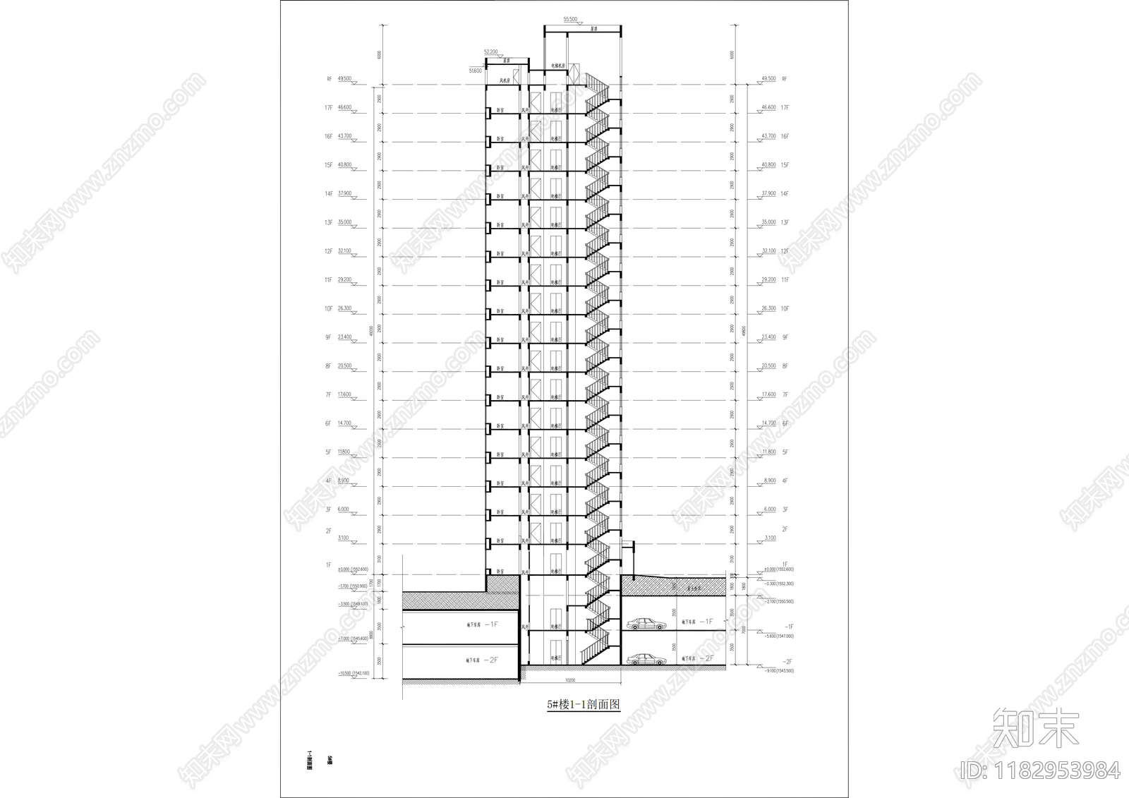 现代住宅楼建筑cad施工图下载【ID:1182953984】