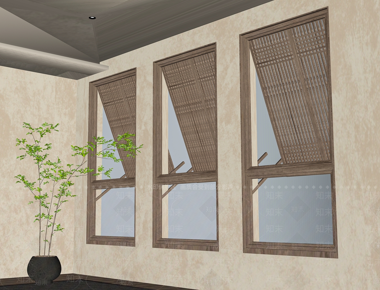 新中式镂花窗SU模型下载【ID:1182954895】