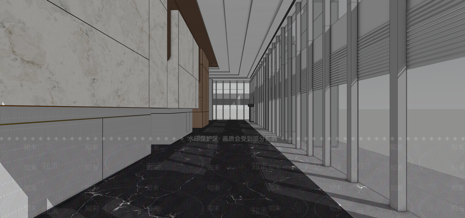 现代办公大堂SU模型下载【ID:1182959401】