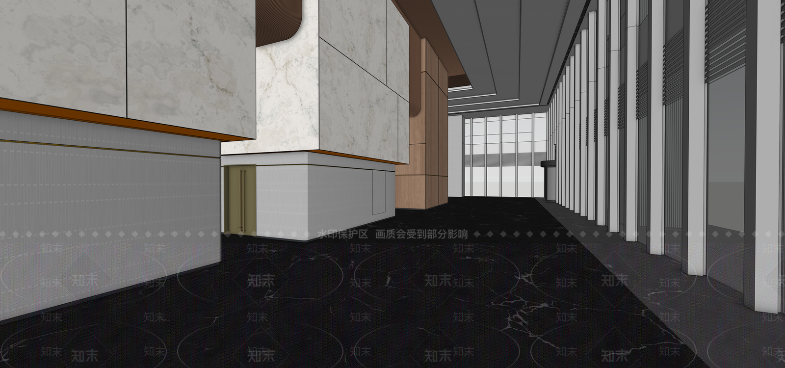 现代办公大堂SU模型下载【ID:1182959401】
