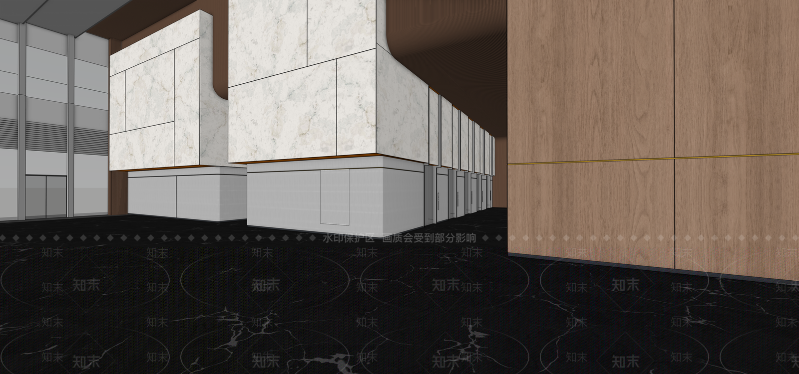现代办公大堂SU模型下载【ID:1182959401】