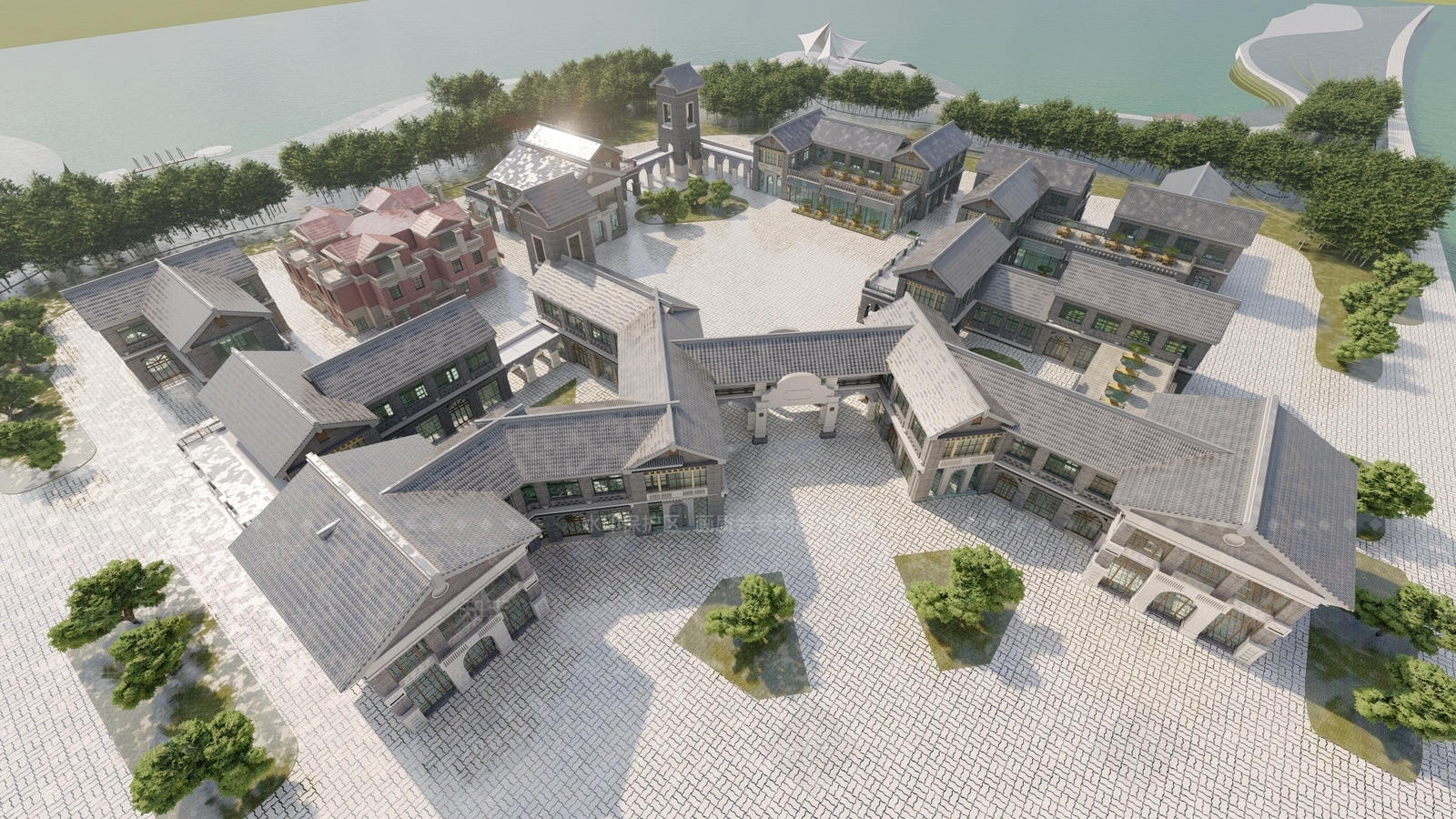 简欧风格建筑SU模型下载【ID:1182959472】