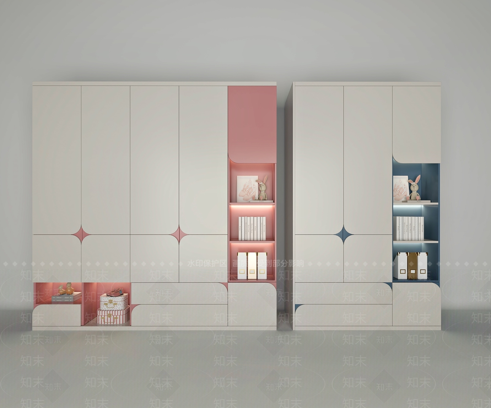 奶油现代衣柜3D模型下载【ID:1182972958】