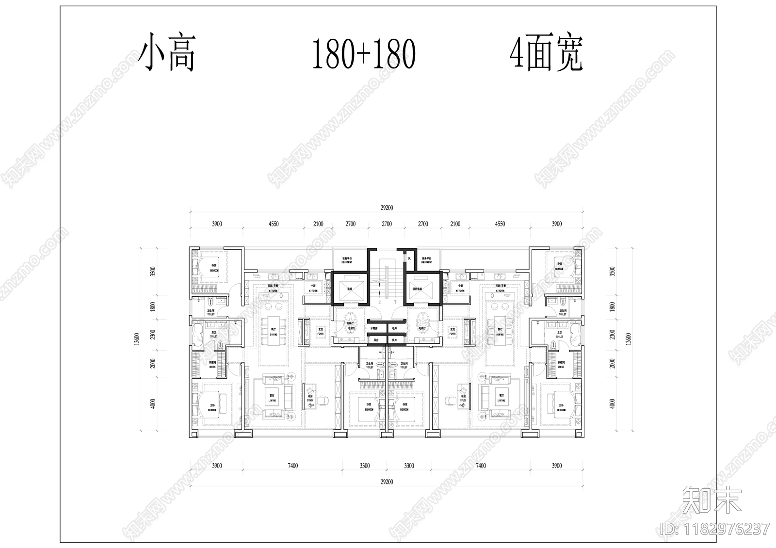 现代住宅楼建筑cad施工图下载【ID:1182976237】