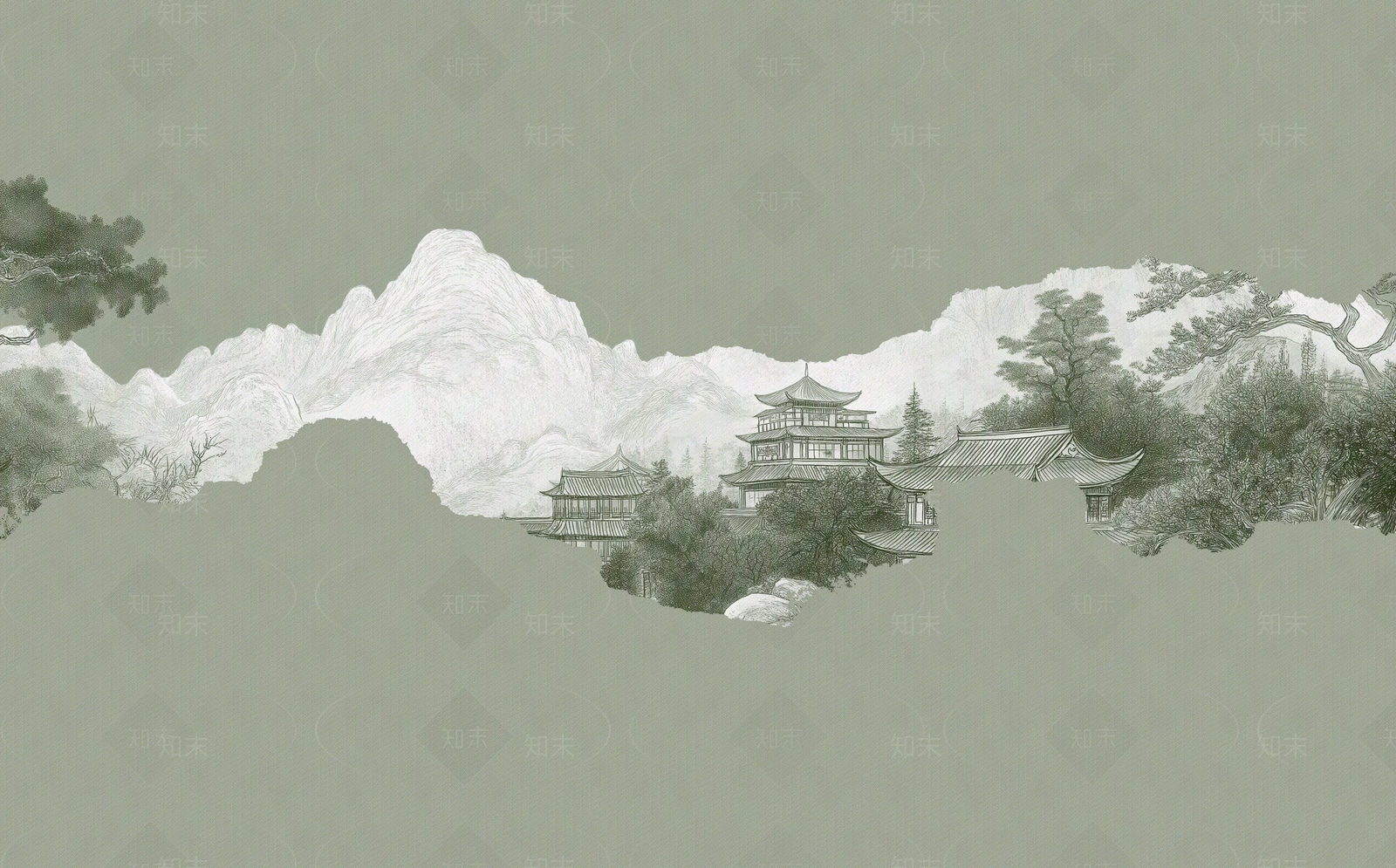 新中式中式壁画贴图下载【ID:1182978210】