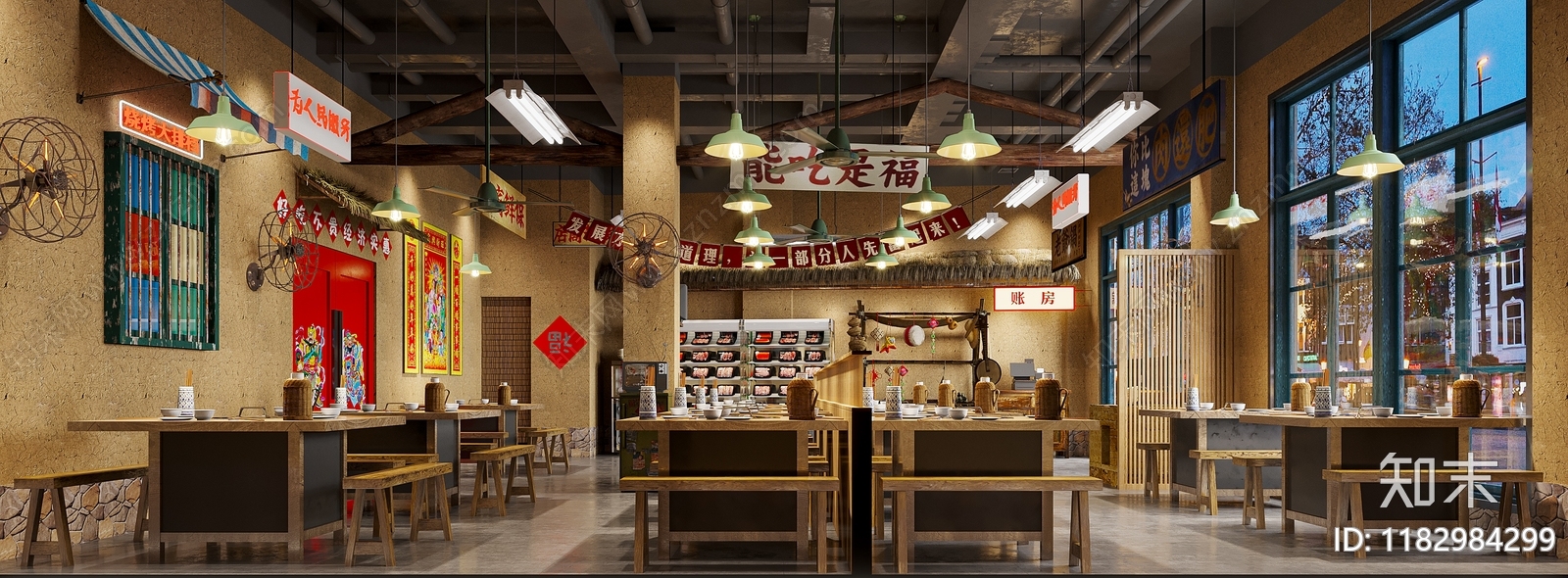 复古工业火锅店3D模型下载【ID:1182984299】