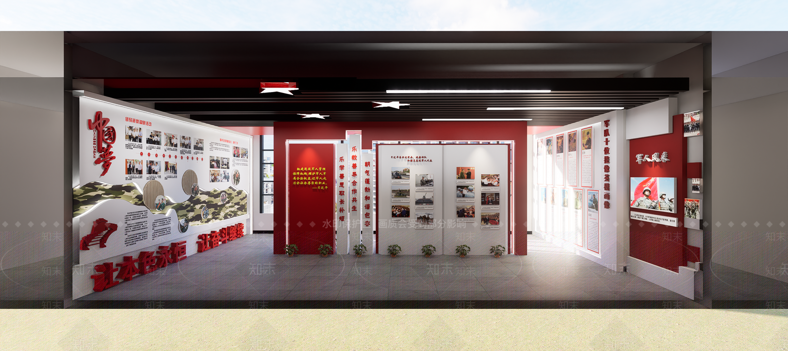 现代新中式党建展厅SU模型下载【ID:1185705686】