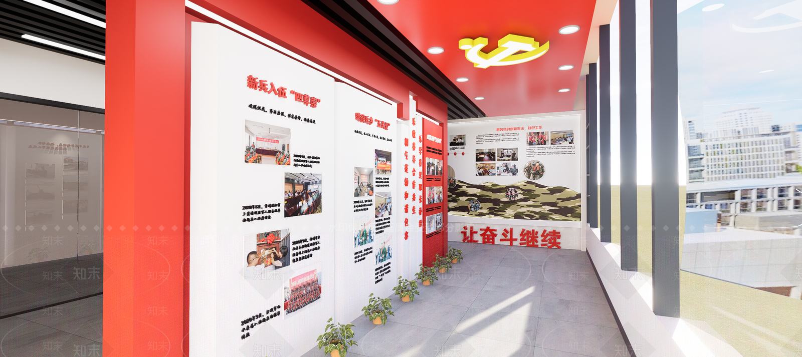 现代新中式党建展厅SU模型下载【ID:1185705686】
