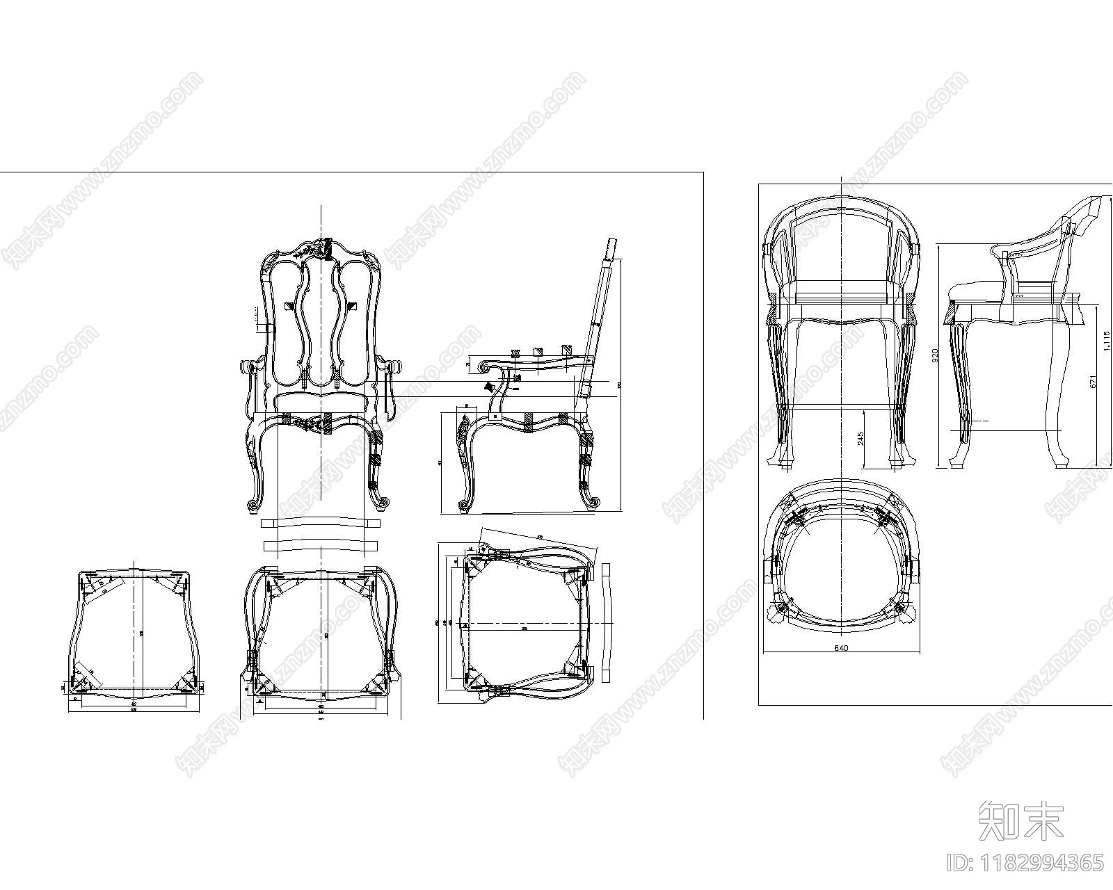 美式椅子cad施工图下载【ID:1182994365】