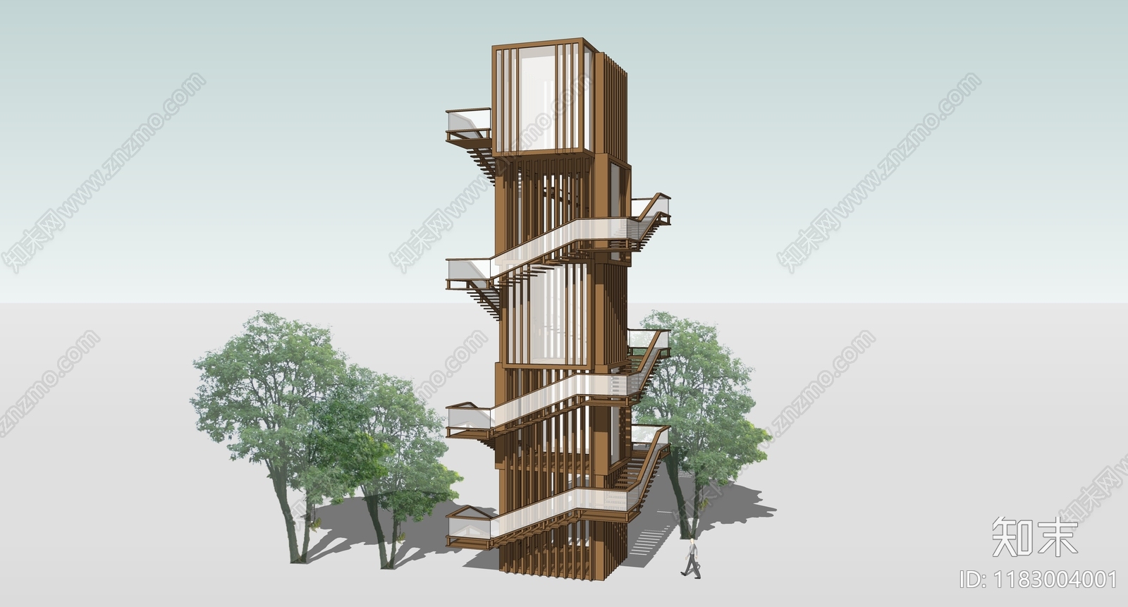 现代新中式塔楼SU模型下载【ID:1183004001】