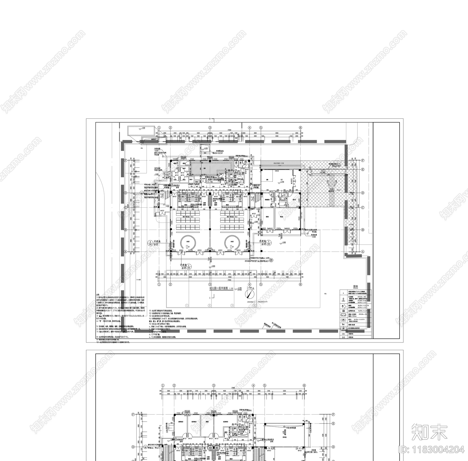 现代幼儿园建筑cad施工图下载【ID:1183004204】