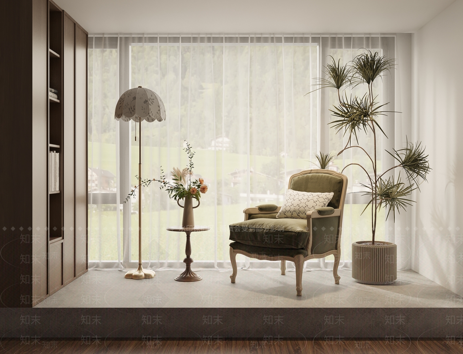 法式美式休闲椅3D模型下载【ID:1183004283】