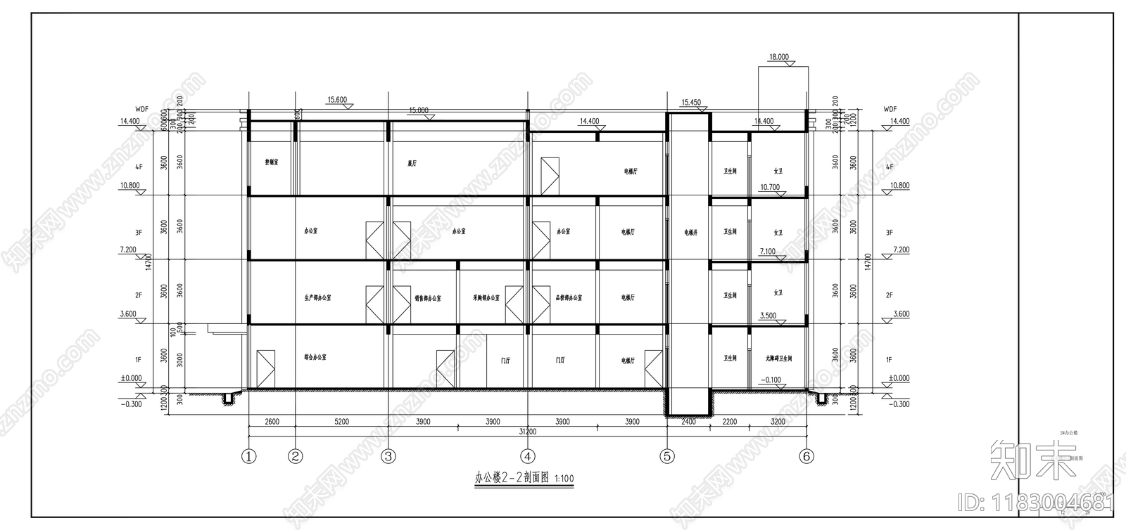 现代办公楼建筑cad施工图下载【ID:1183004681】