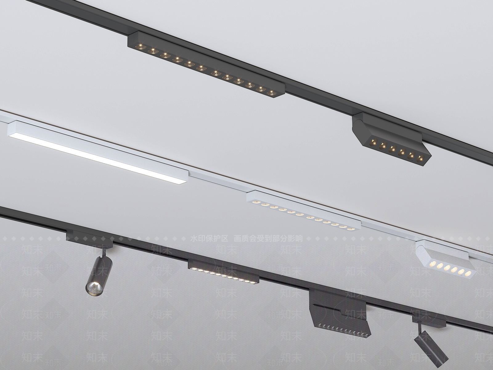 现代筒灯射灯组合3D模型下载【ID:1183005770】