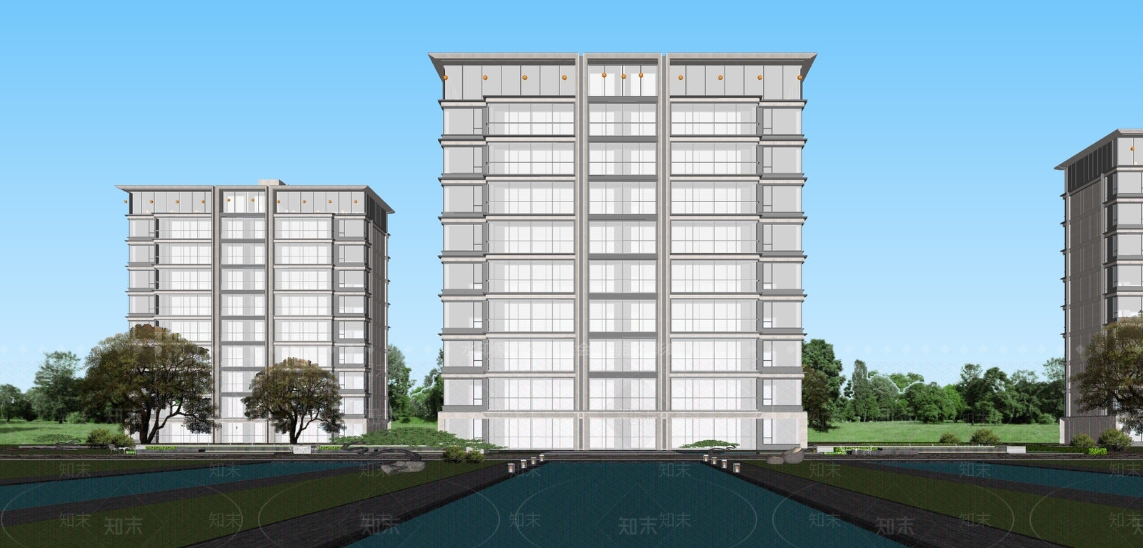 现代新中式多层住宅SU模型下载【ID:1183007951】