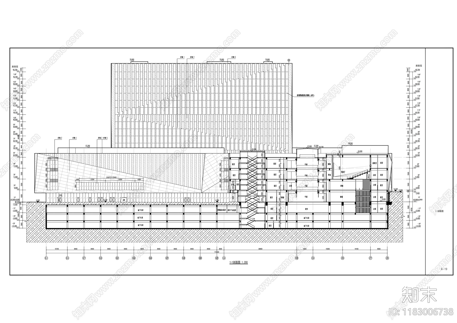 现代酒店建筑cad施工图下载【ID:1183006738】