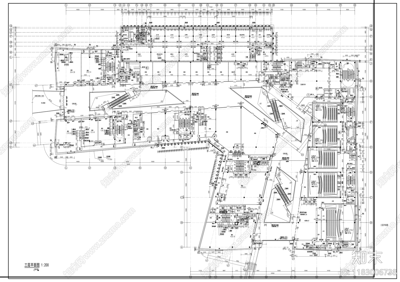 现代酒店建筑cad施工图下载【ID:1183006738】