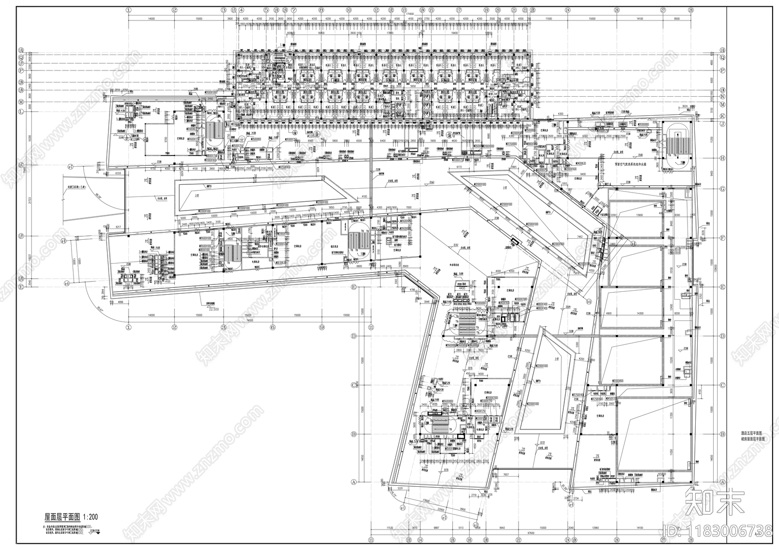 现代酒店建筑cad施工图下载【ID:1183006738】