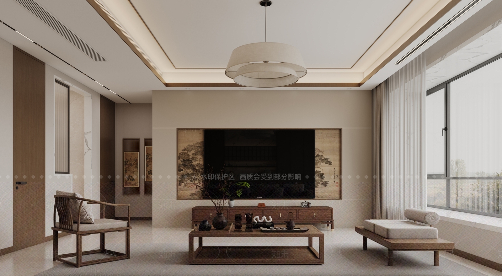 新中式客餐厅3D模型下载【ID:1214980894】