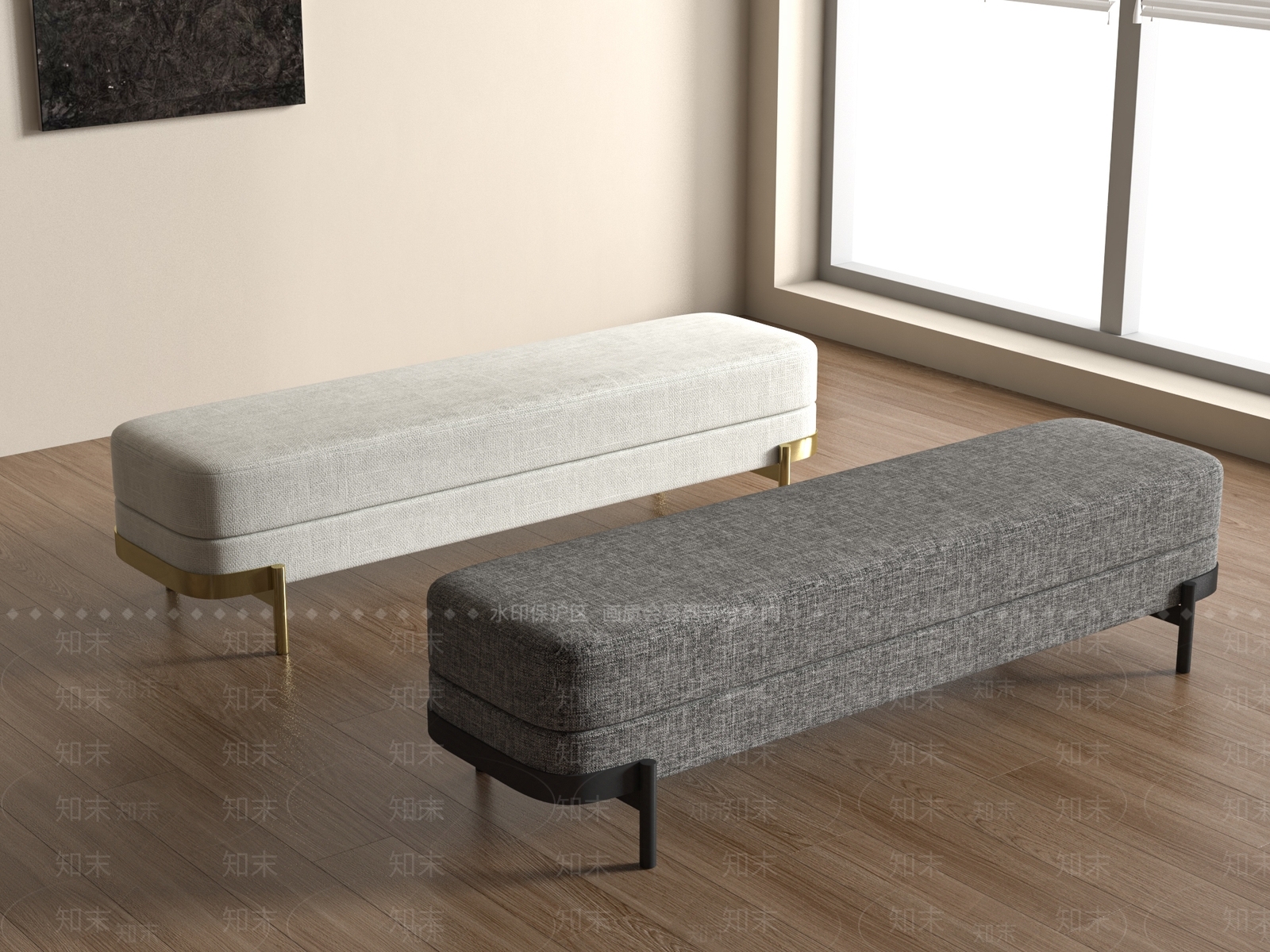 现代沙发凳3D模型下载【ID:1183019241】