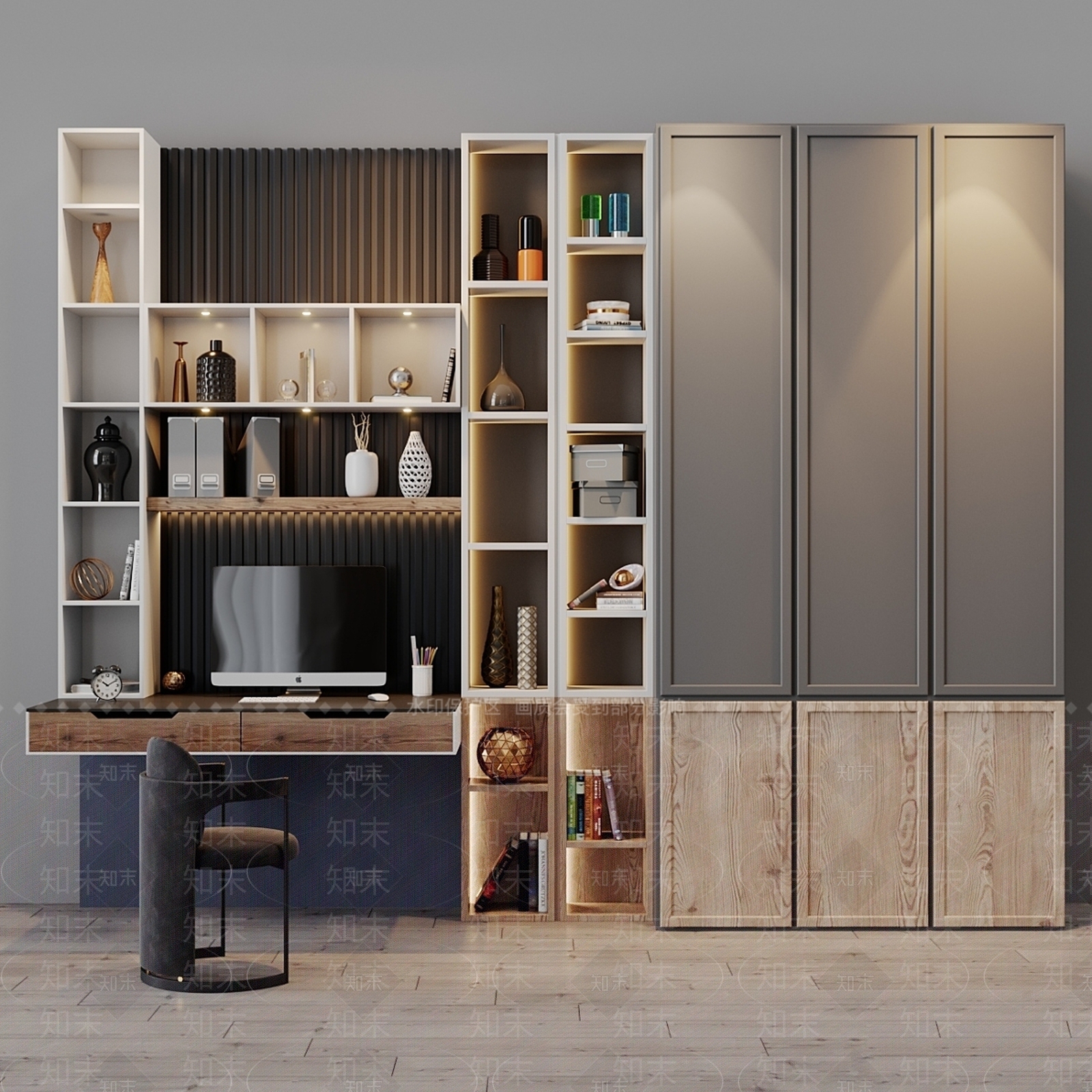 办公桌椅3D模型下载【ID:1183019790】