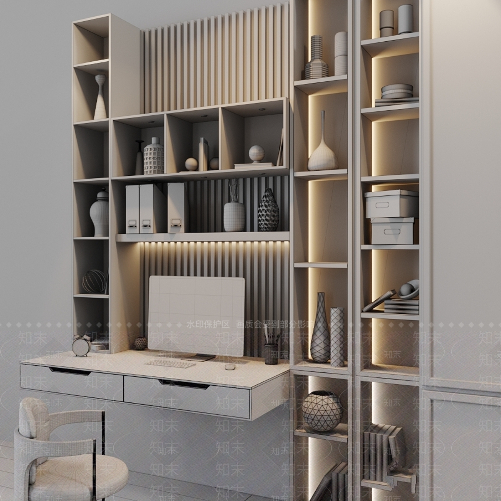 办公桌椅3D模型下载【ID:1183019790】