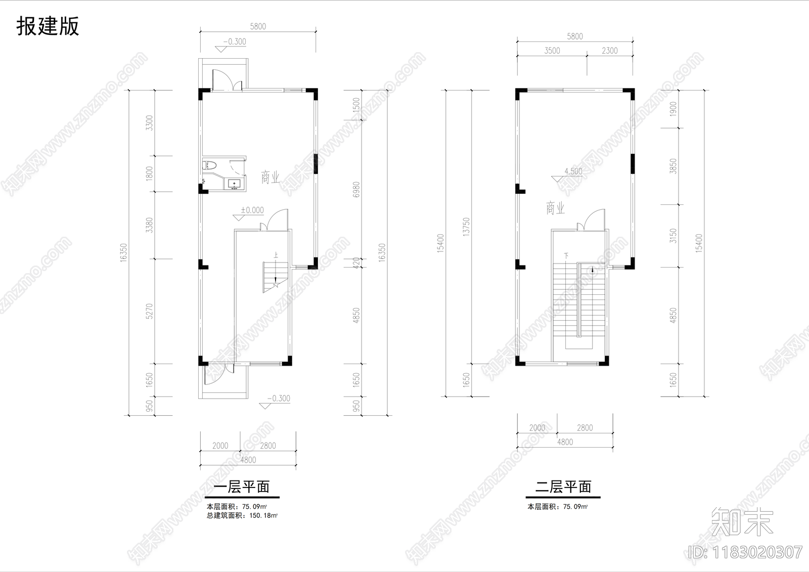 现代别墅建筑cad施工图下载【ID:1183020307】