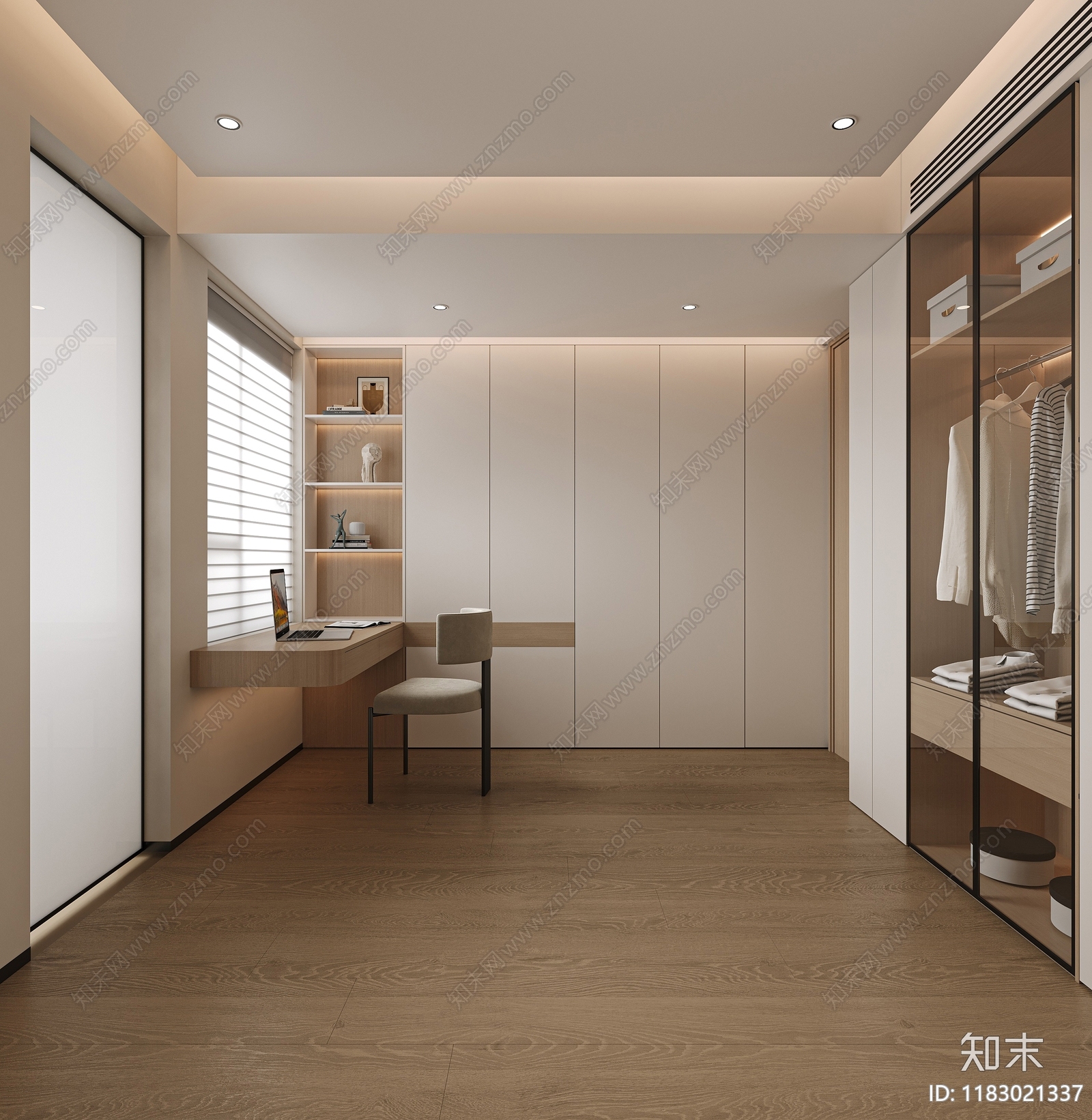 现代奶油家居卧室3D模型下载【ID:1183021337】