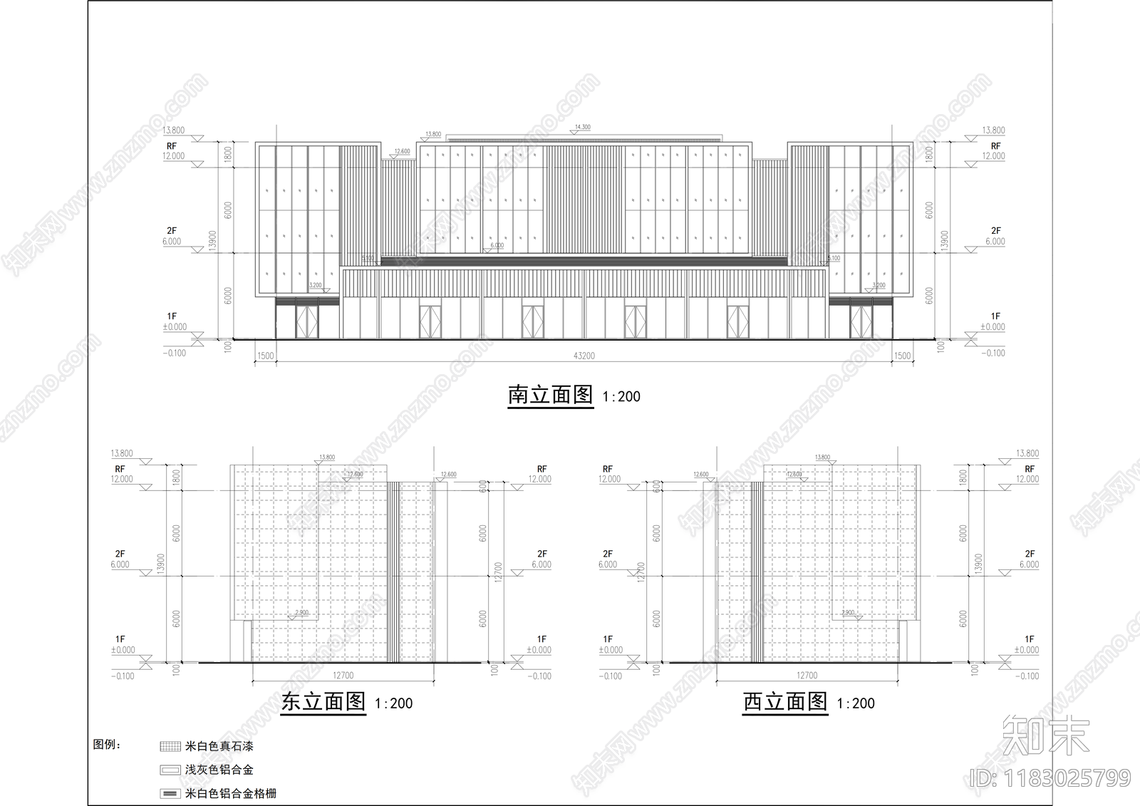 现代住宅楼建筑cad施工图下载【ID:1183025799】