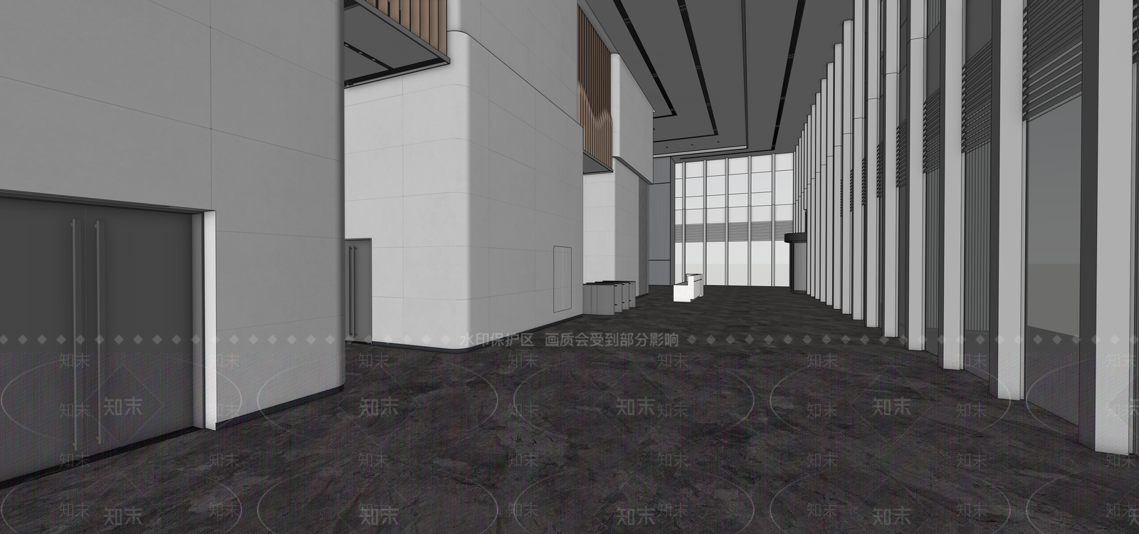现代办公大堂SU模型下载【ID:1183031880】