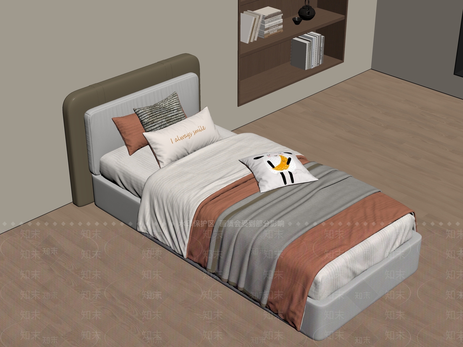 单人床SU模型下载【ID:1183033357】