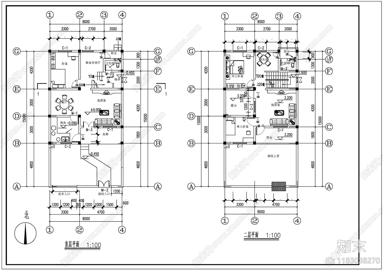 现代别墅建筑cad施工图下载【ID:1183038270】