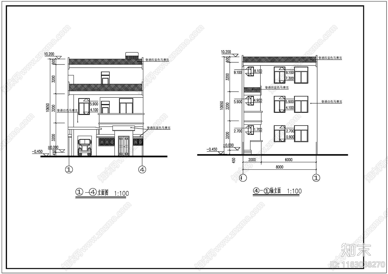 现代别墅建筑cad施工图下载【ID:1183038270】