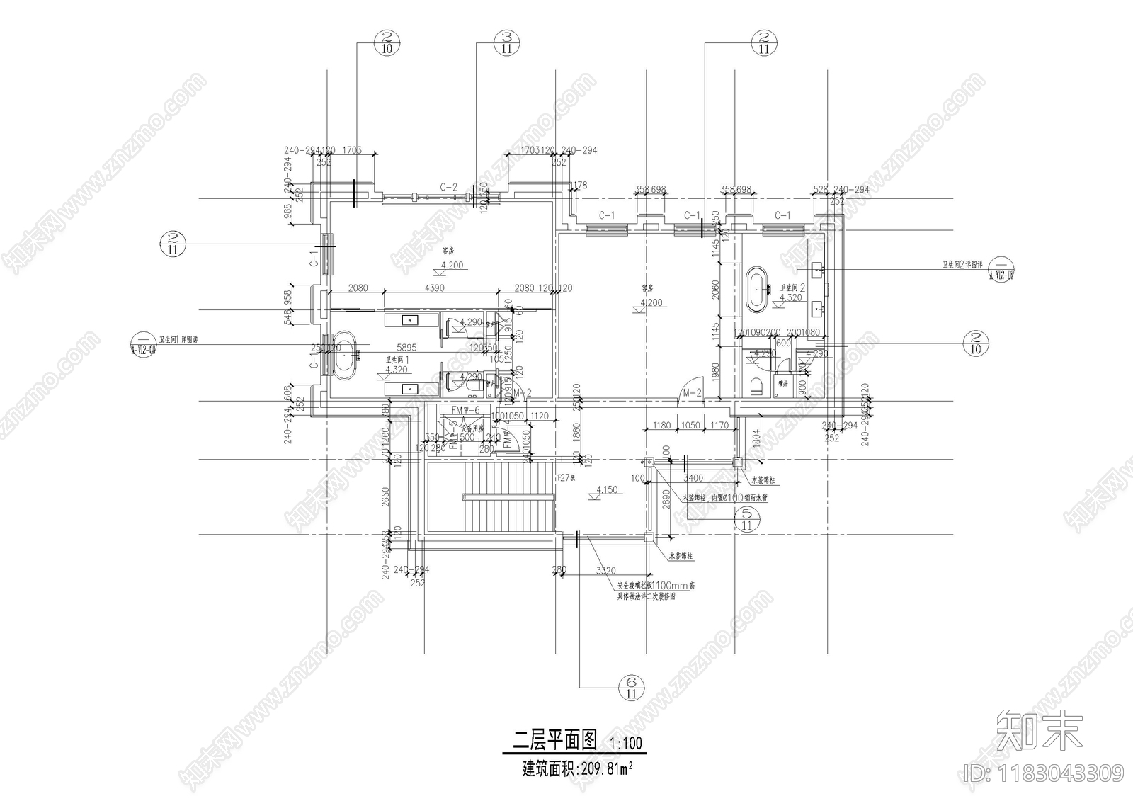 现代酒店建筑cad施工图下载【ID:1183043309】