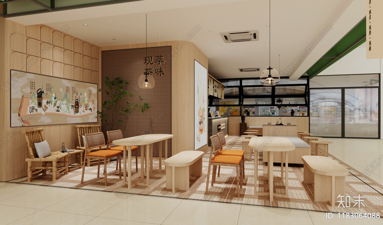 新中式奶茶店3D模型下载【ID:1183064088】