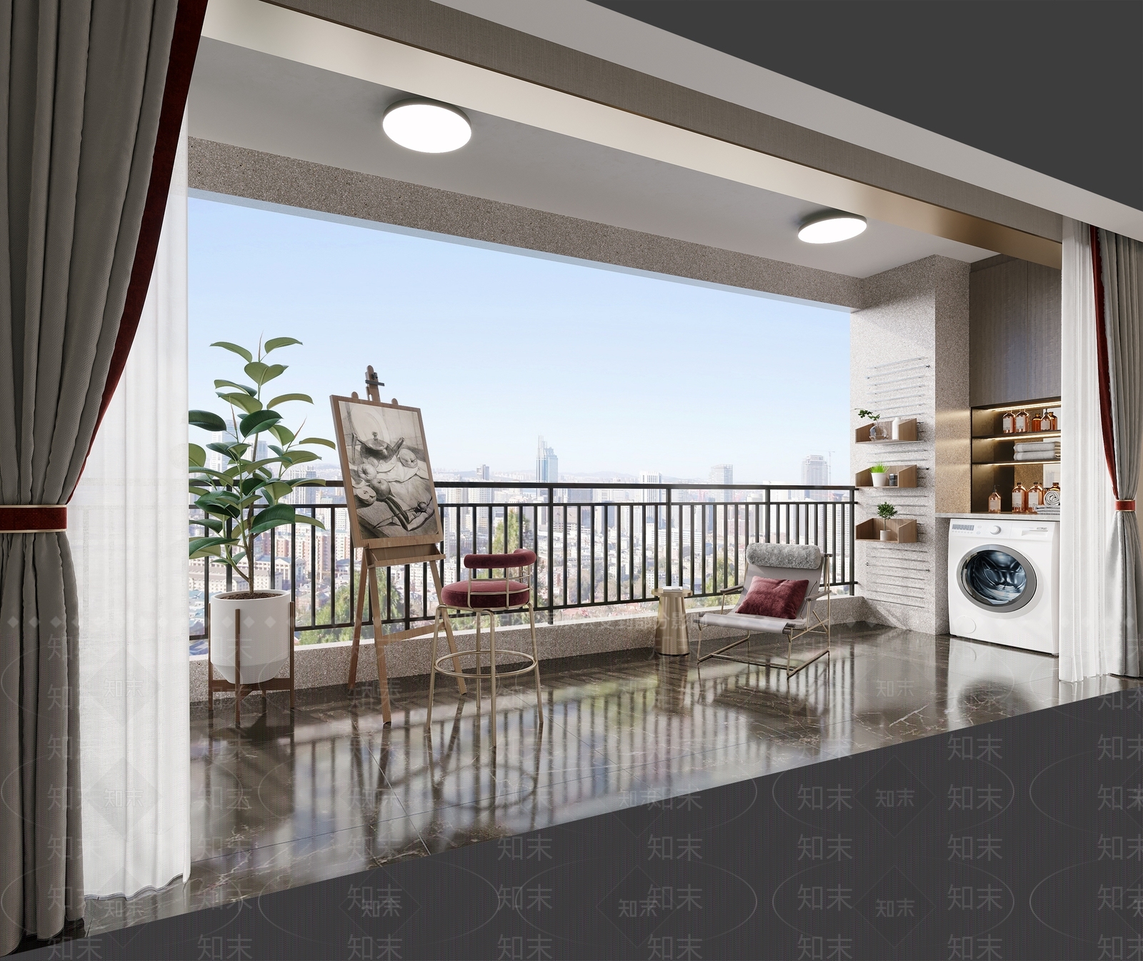 现代阳台3D模型下载【ID:1183065413】