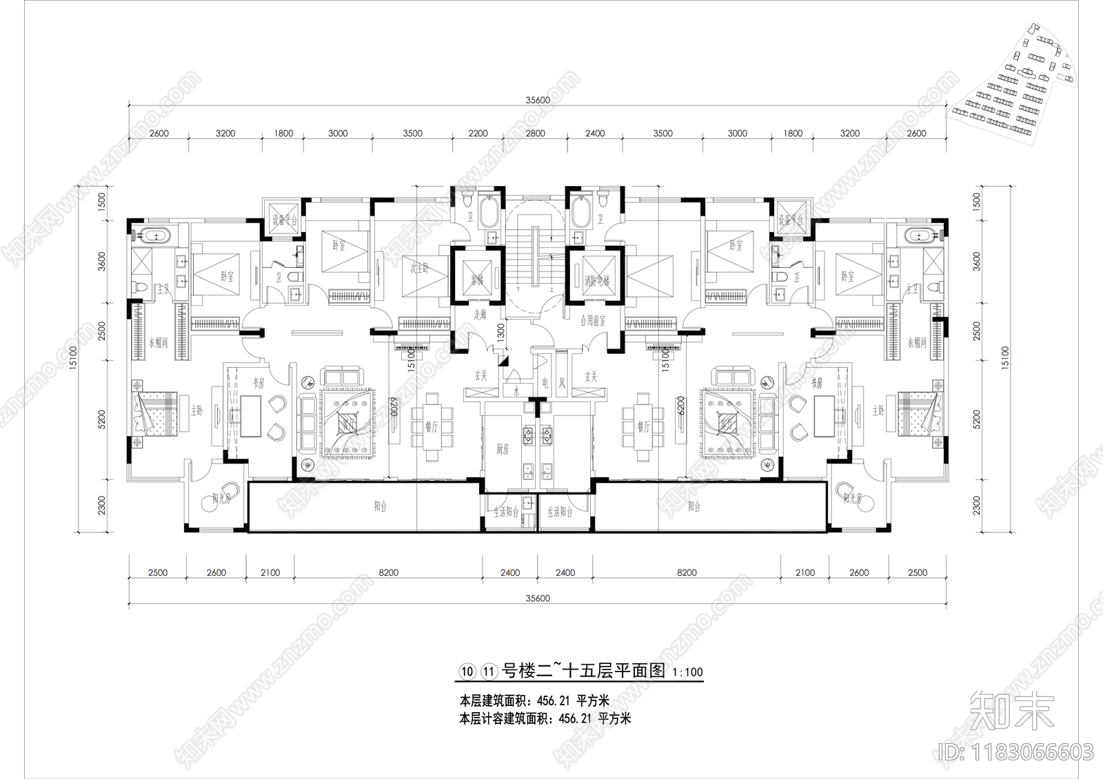 现代住宅楼建筑cad施工图下载【ID:1183066603】