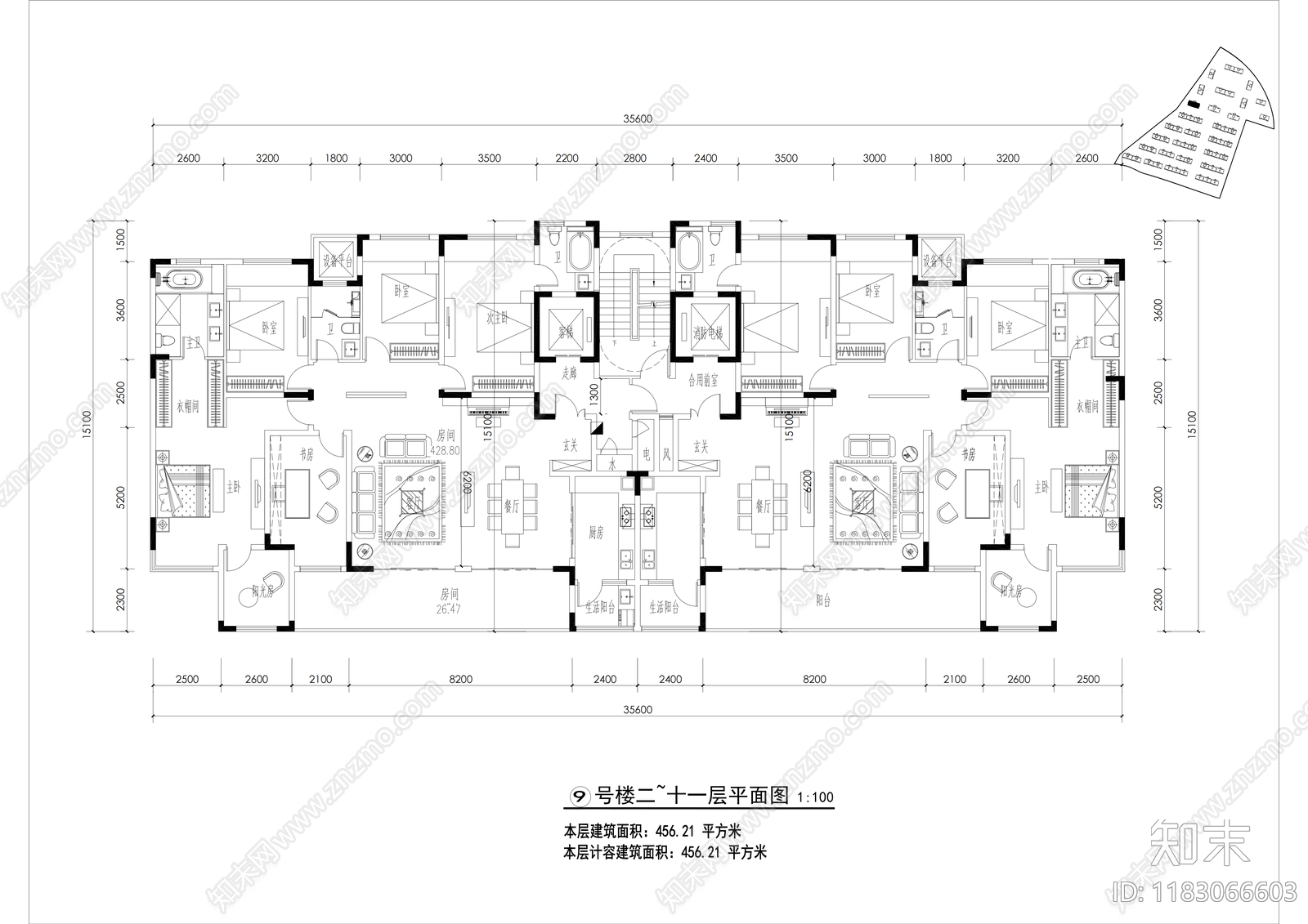现代住宅楼建筑cad施工图下载【ID:1183066603】