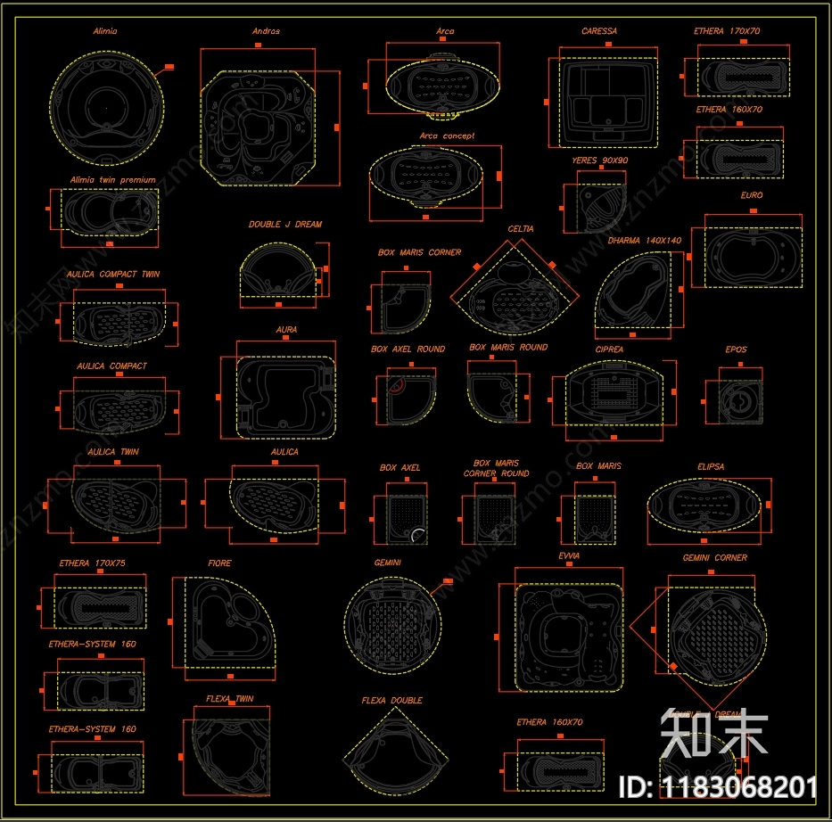 现代卫浴设施cad施工图下载【ID:1183068201】