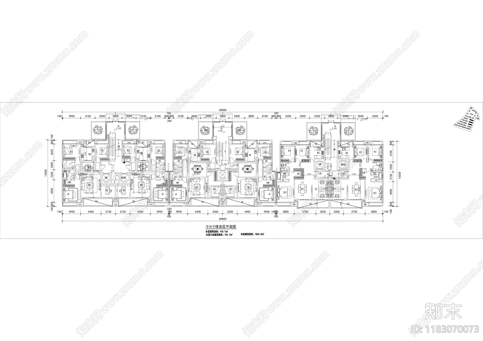 现代住宅楼建筑cad施工图下载【ID:1183070073】