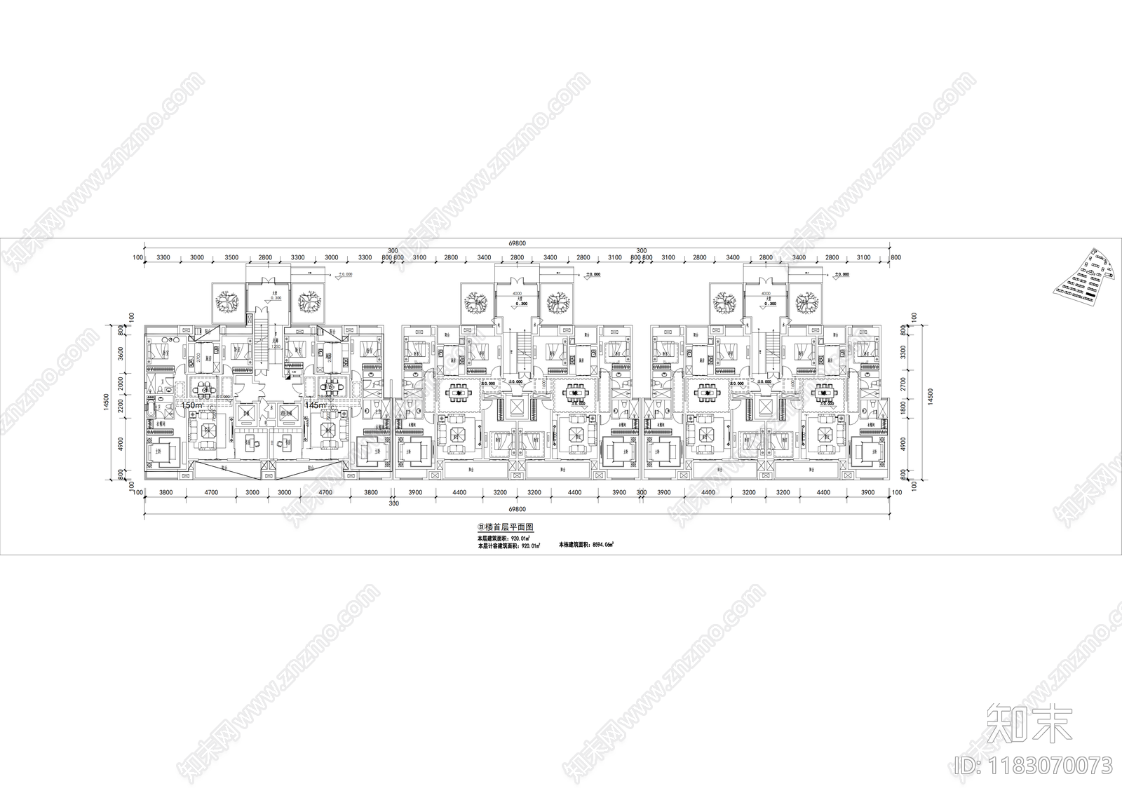 现代住宅楼建筑cad施工图下载【ID:1183070073】