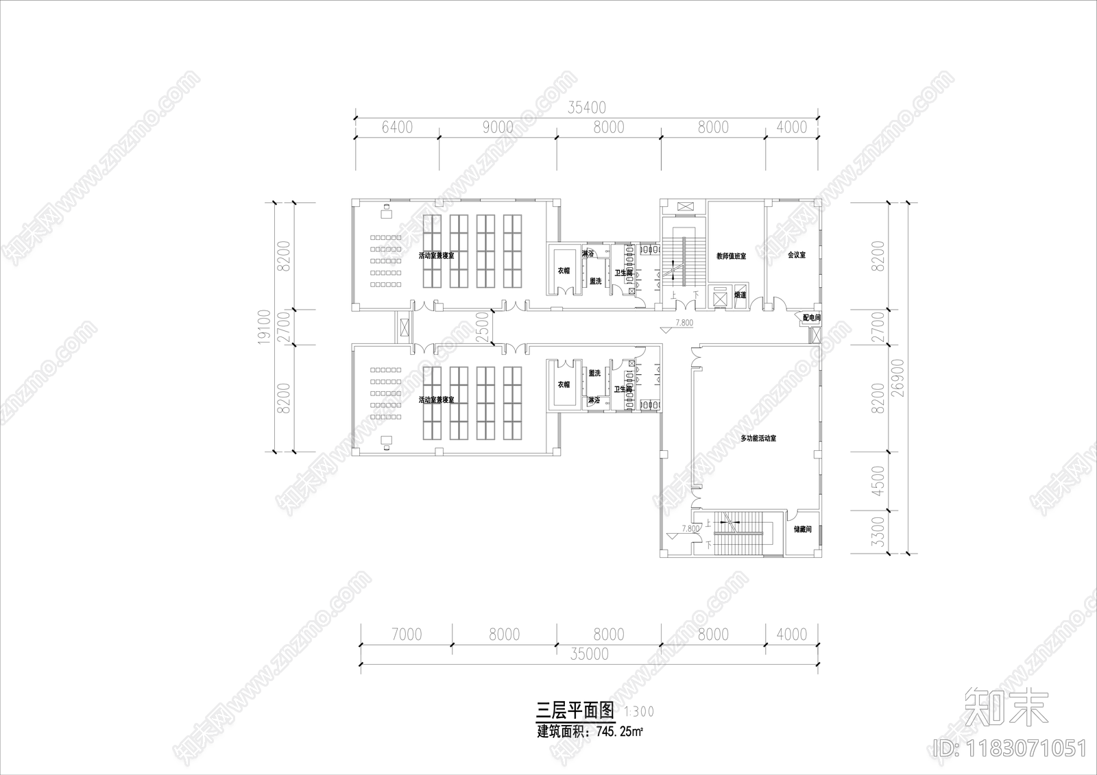 现代幼儿园建筑cad施工图下载【ID:1183071051】