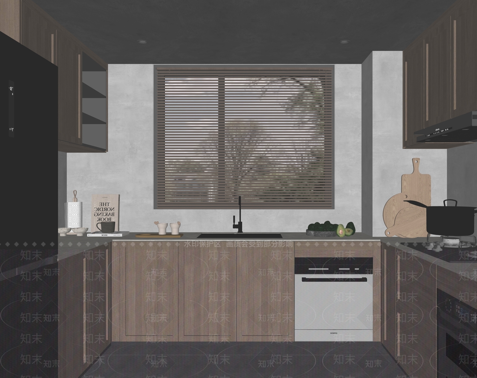 现代封闭式厨房SU模型下载【ID:1183095324】