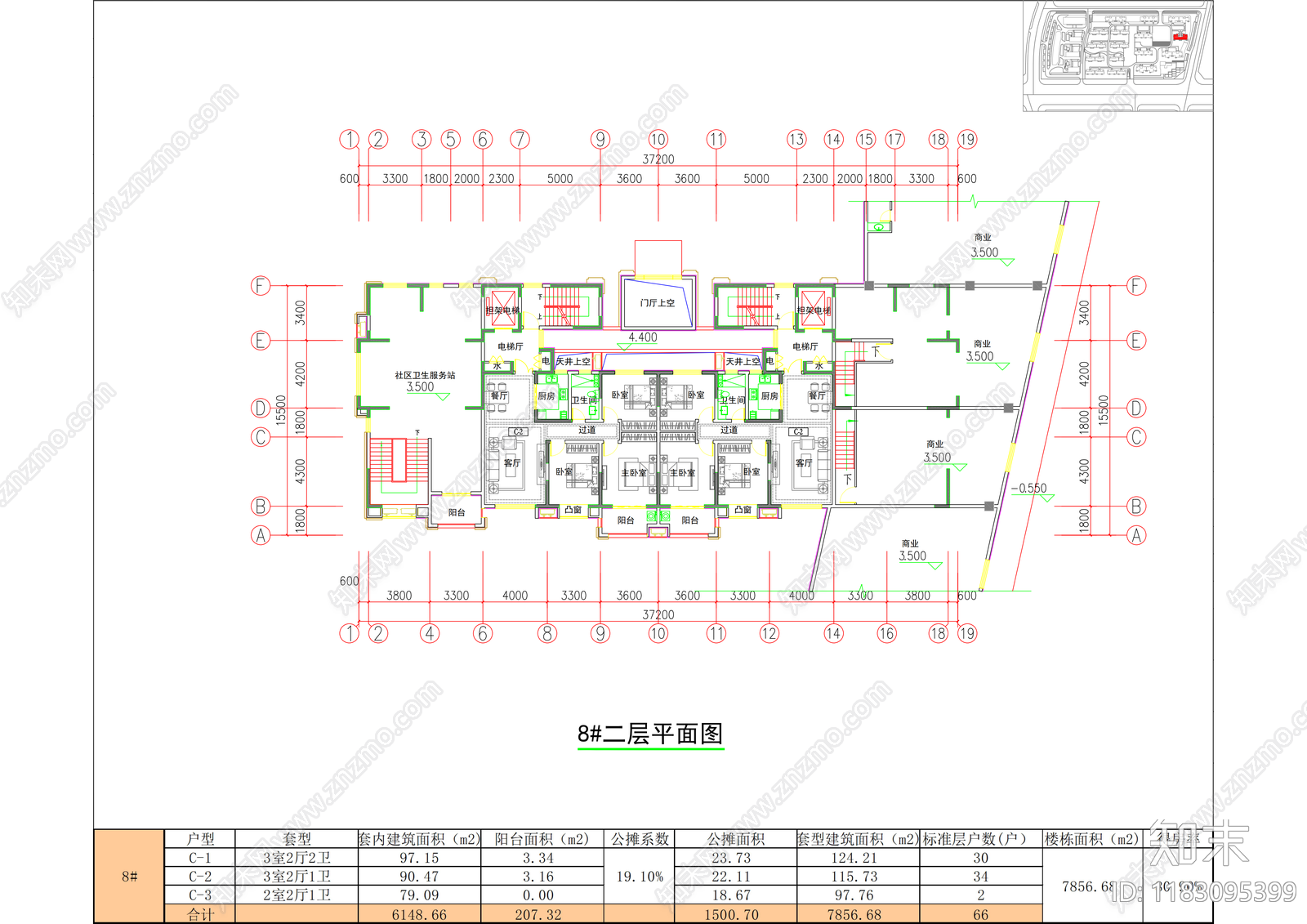 现代住宅楼建筑cad施工图下载【ID:1183095399】