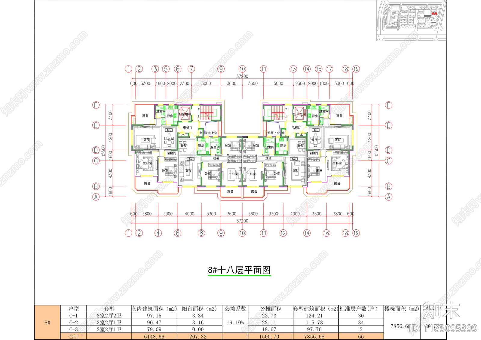 现代住宅楼建筑cad施工图下载【ID:1183095399】