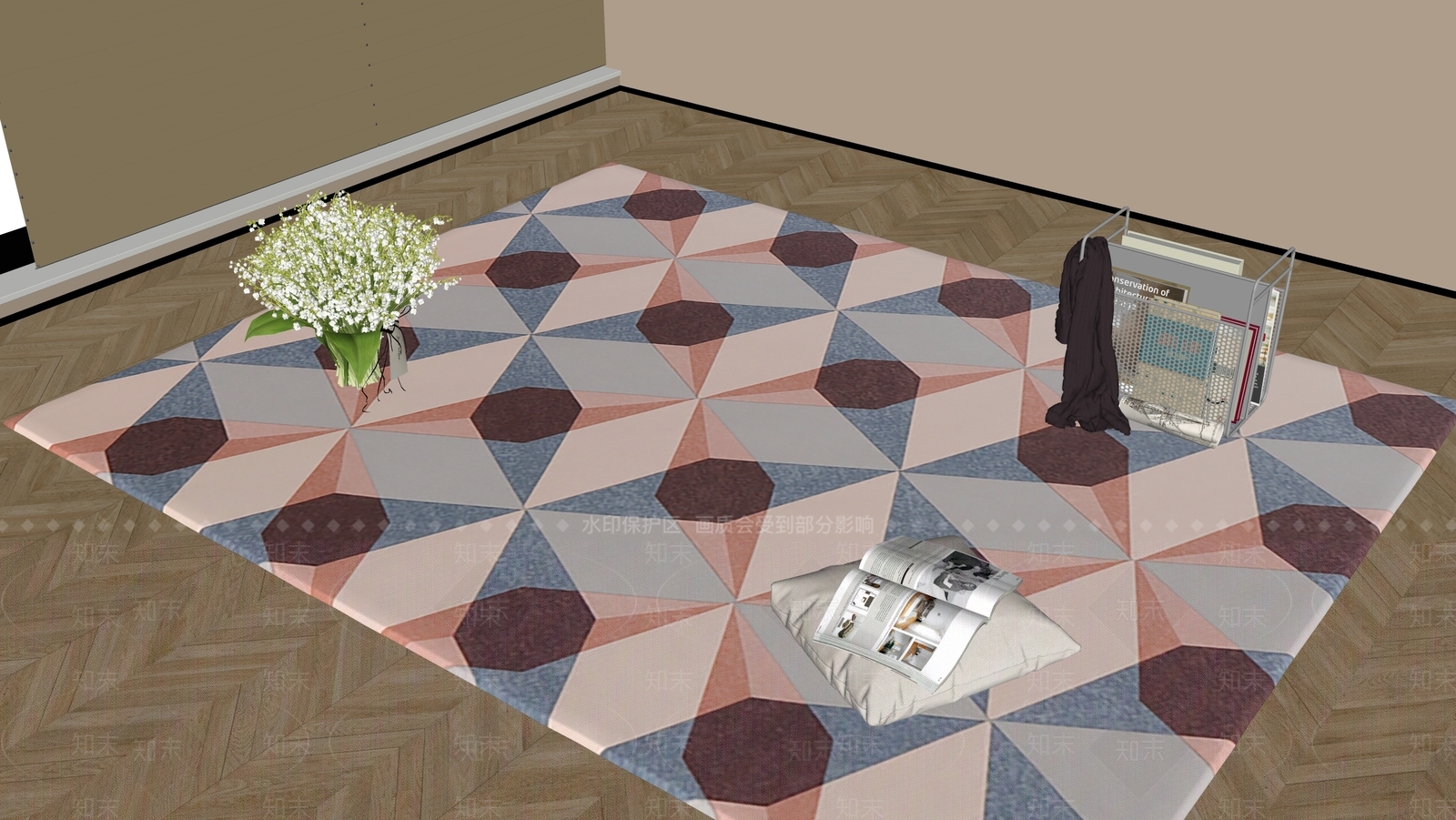 现代地毯SU模型下载【ID:1183095620】